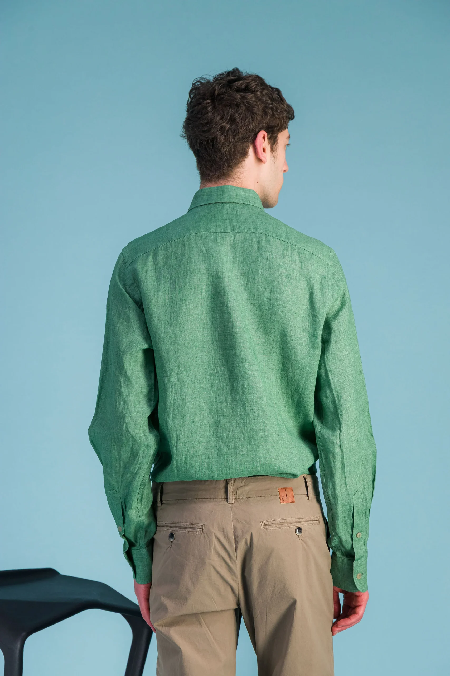 Chemise lin vert chiné – Image 3