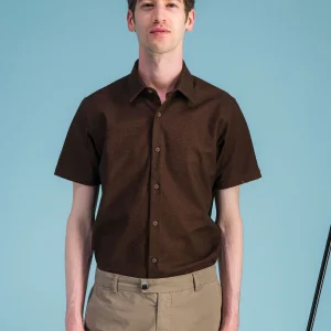 Chemise coton Bio marron moiré