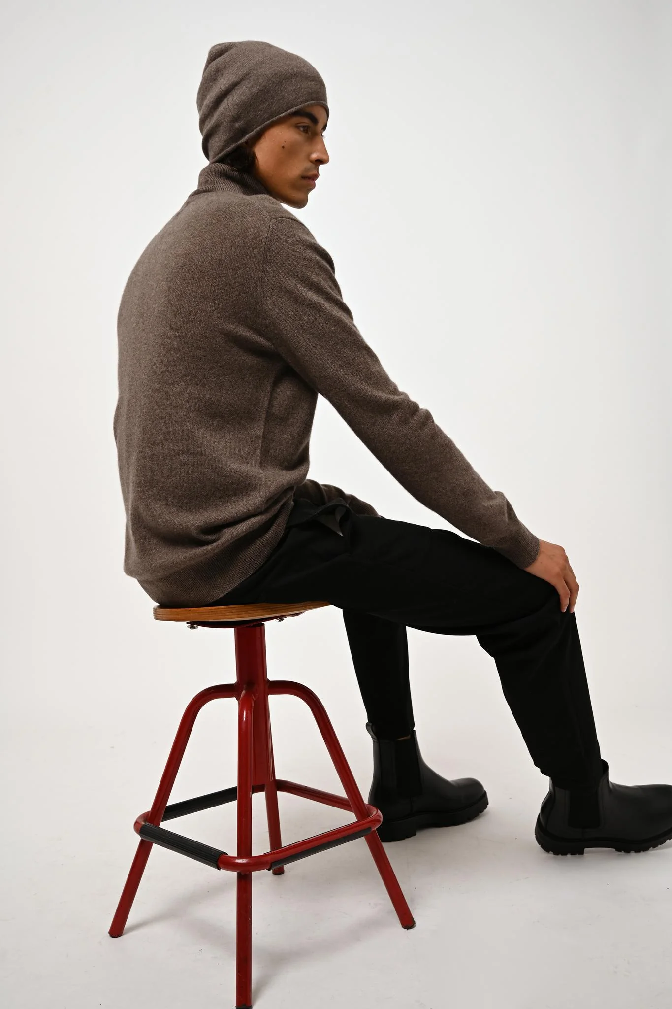 PINIER bonnet taupe chiné 100% cachemire – Image 4