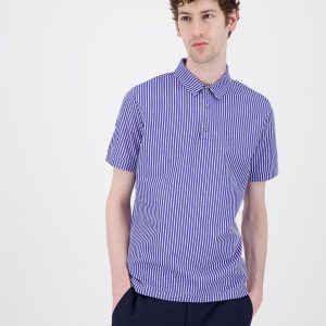 Polo en coton bio à rayures bleues