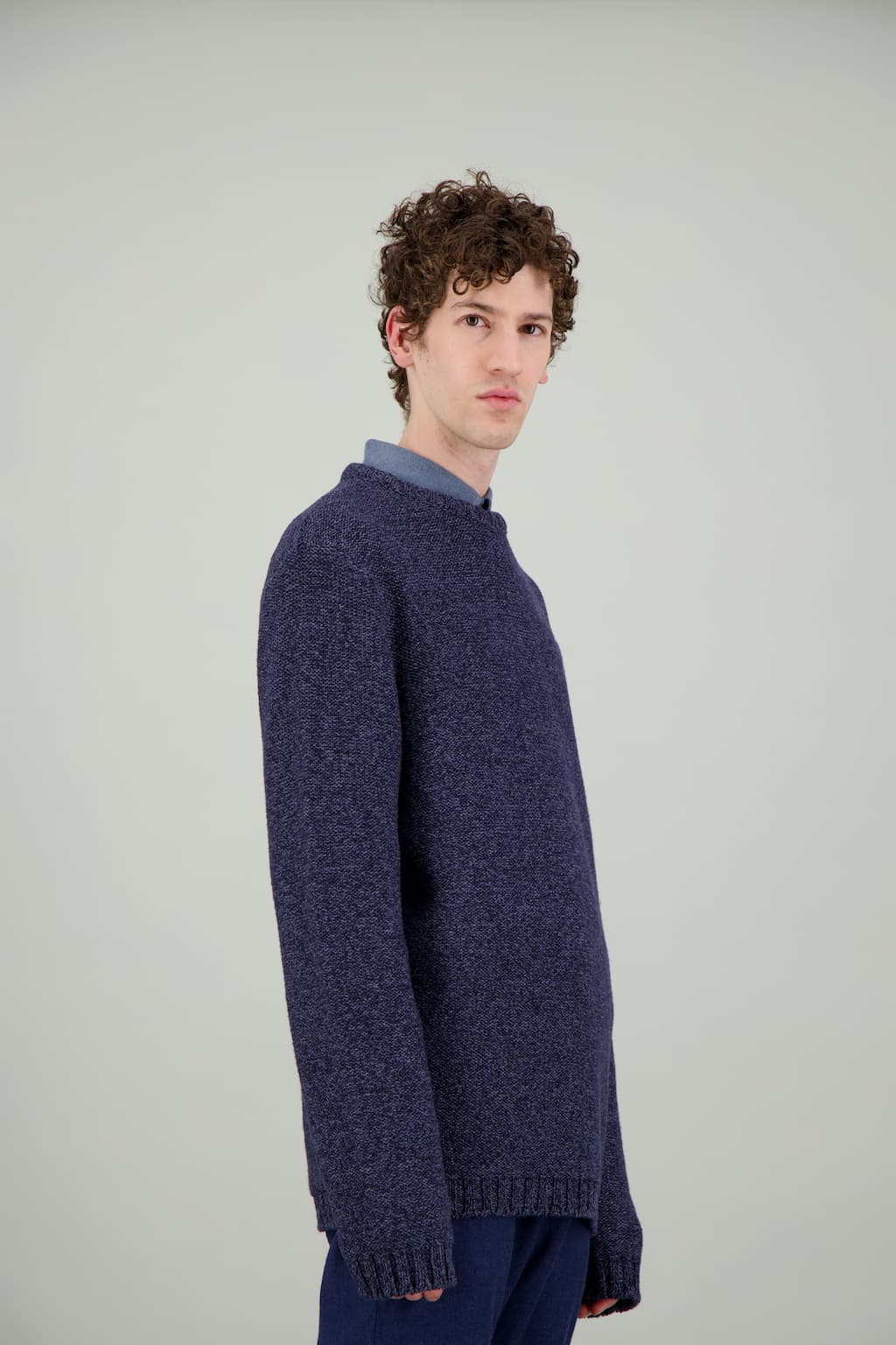 Pull Marin laine mérinos bleu mouliné – Image 2