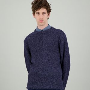 Pull Marin laine mérinos bleu mouliné