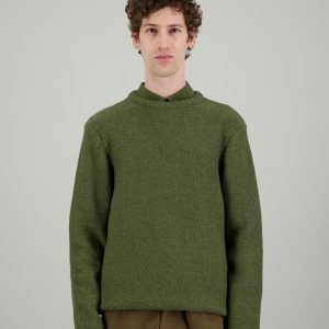 Pull Marin laine mérinos kaki mouliné