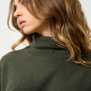 ROXANE pull col roulé kaki 100% cachemire