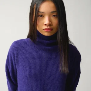 ROXANE pull col roulé purple 100% cachemire