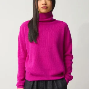 ROXANE pull col roulé violine 100% cachemire