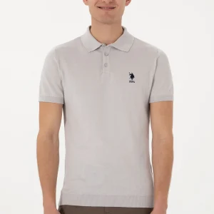 Knitted t-shirt RAHAL LIGHT GREY