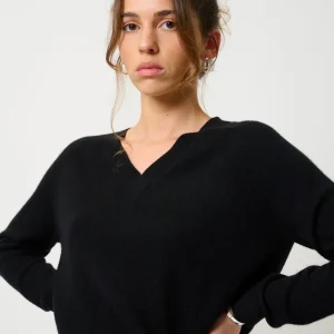 SAVANNAH pull col v noir 100% cachemire
