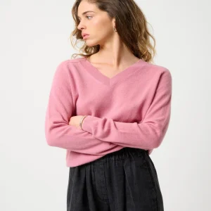 SAVANNAH pull col v pétale 100% cachemire