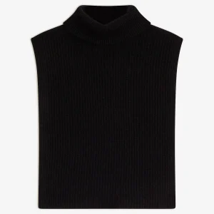 SIV poncho ouvert col roulé 4 fils noir 100% cachemire