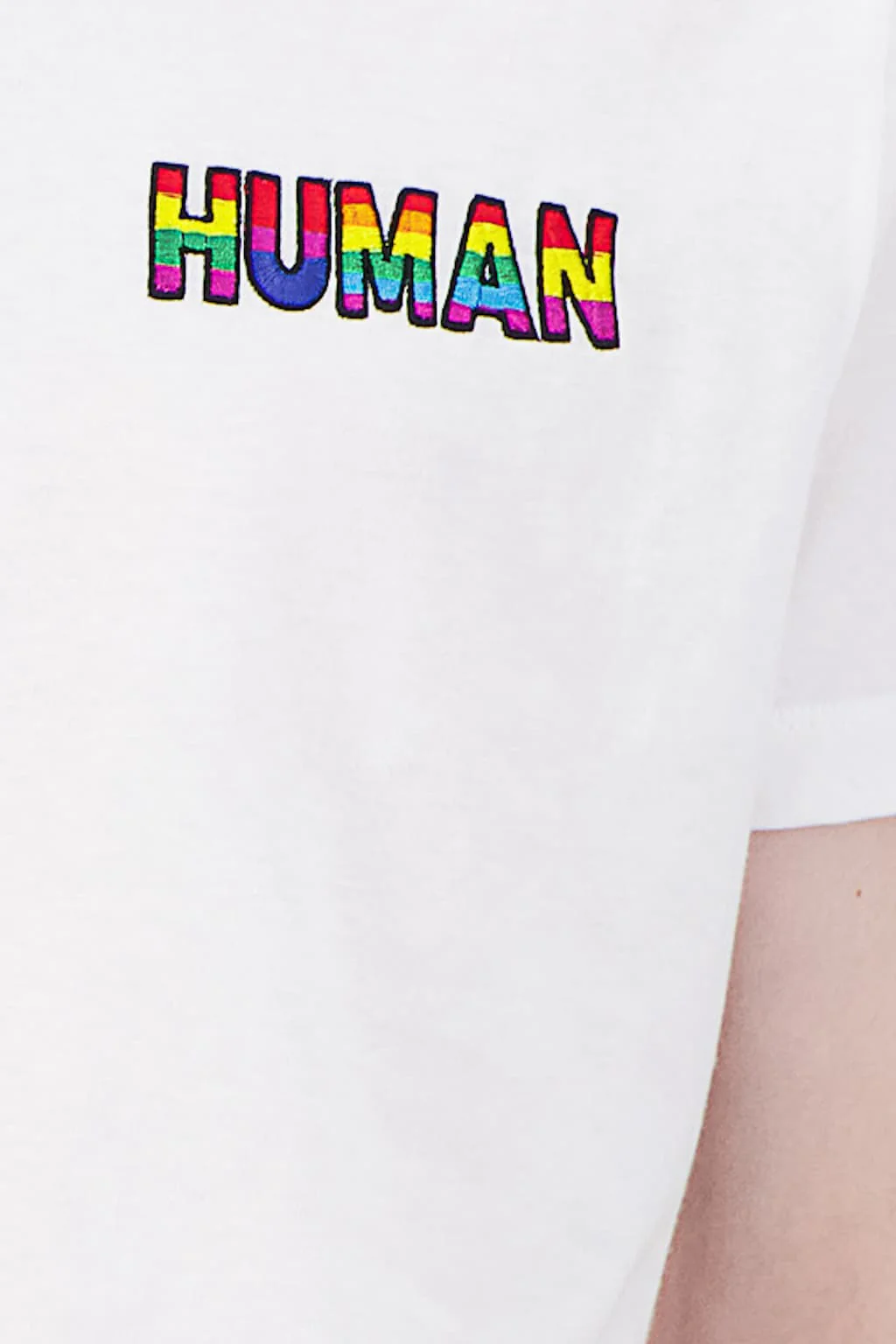 T Shirt coton bio blanc rainbow human – Image 2