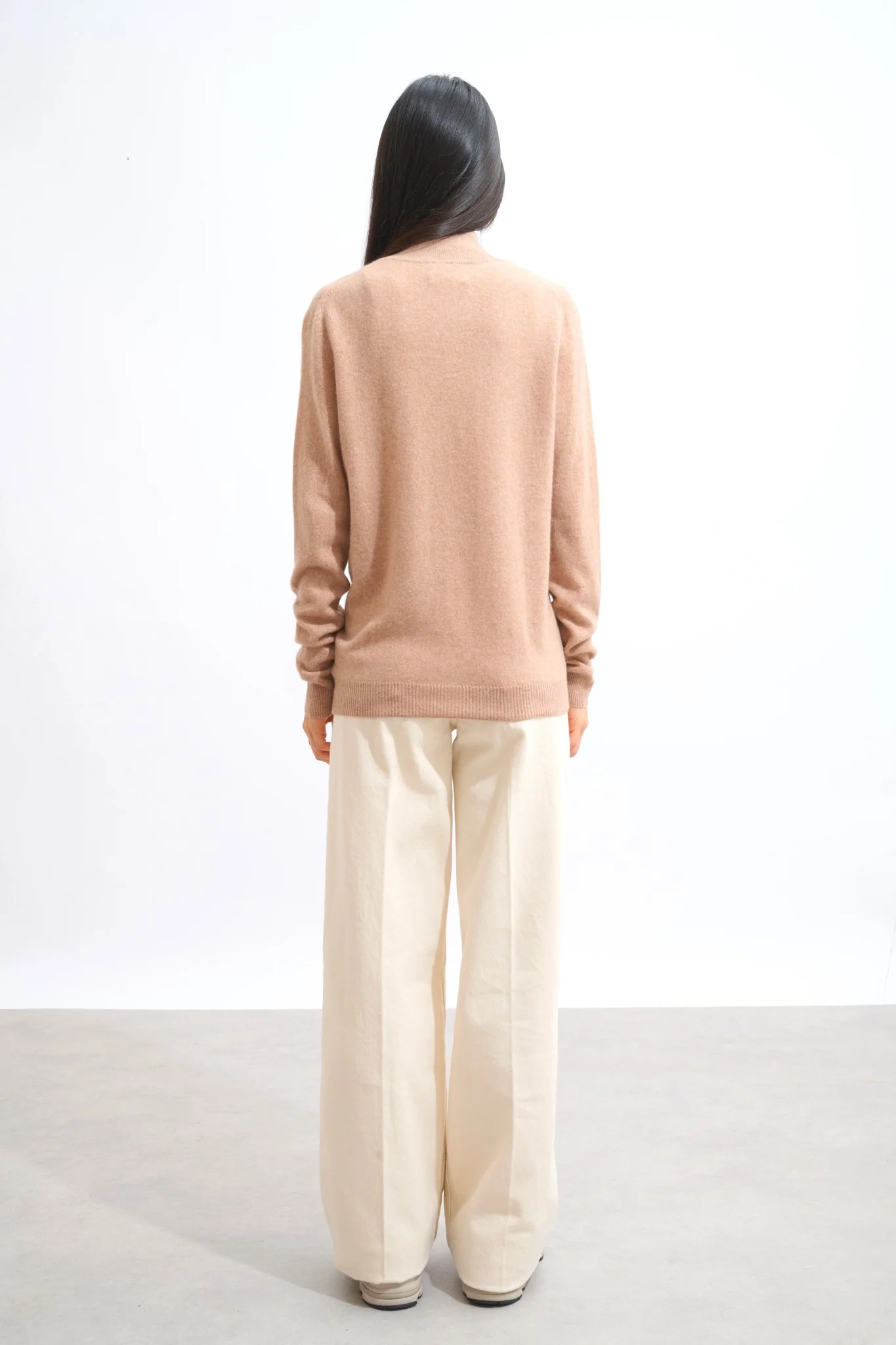 THALUN gilet zippé col montant camel chiné 100% cachemire – Image 3