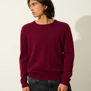VICTO pull col rond 4 fils bordeaux 100% cachemire