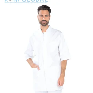 Tunique de travail homme manches 3/4 blanche 3 poches - STEPHANE REMI CONFECTION
