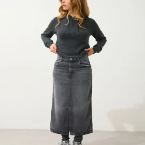 YARLSIDE pull capuche carbone chiné 100% cachemire