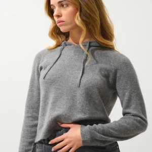 YARLSIDE pull capuche flanelle chiné 100% cachemire