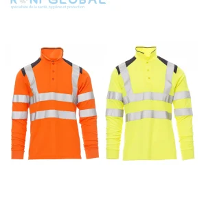 Polo de sécurité haute visibilité homme, manches longues, respirant et coupe droite en polyester CLASS 2 - GUARD+WINTER PAYPER