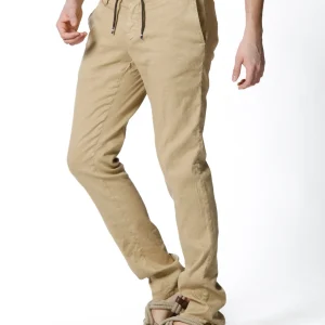 Milano Jogger pantalone uomo chino jogger in lino e cotone extra slim fit