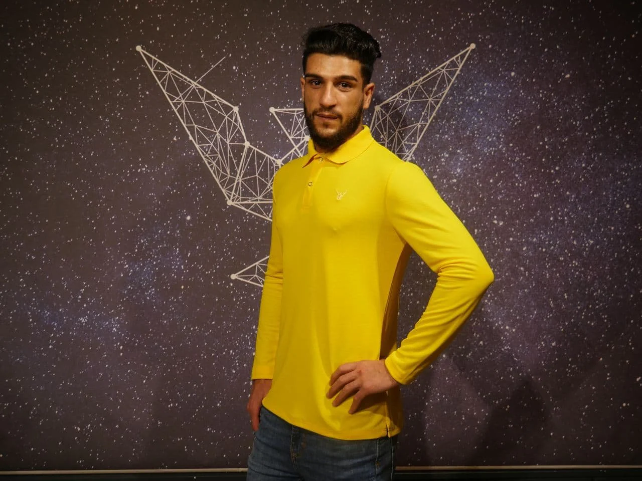 Polo Manches Longues jaune pour Hommes – Image 2