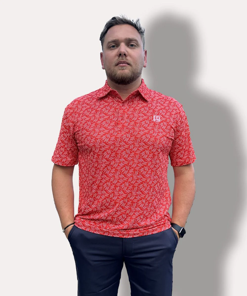 HB Fusion Polo de golf Homme Rouge – Image 2